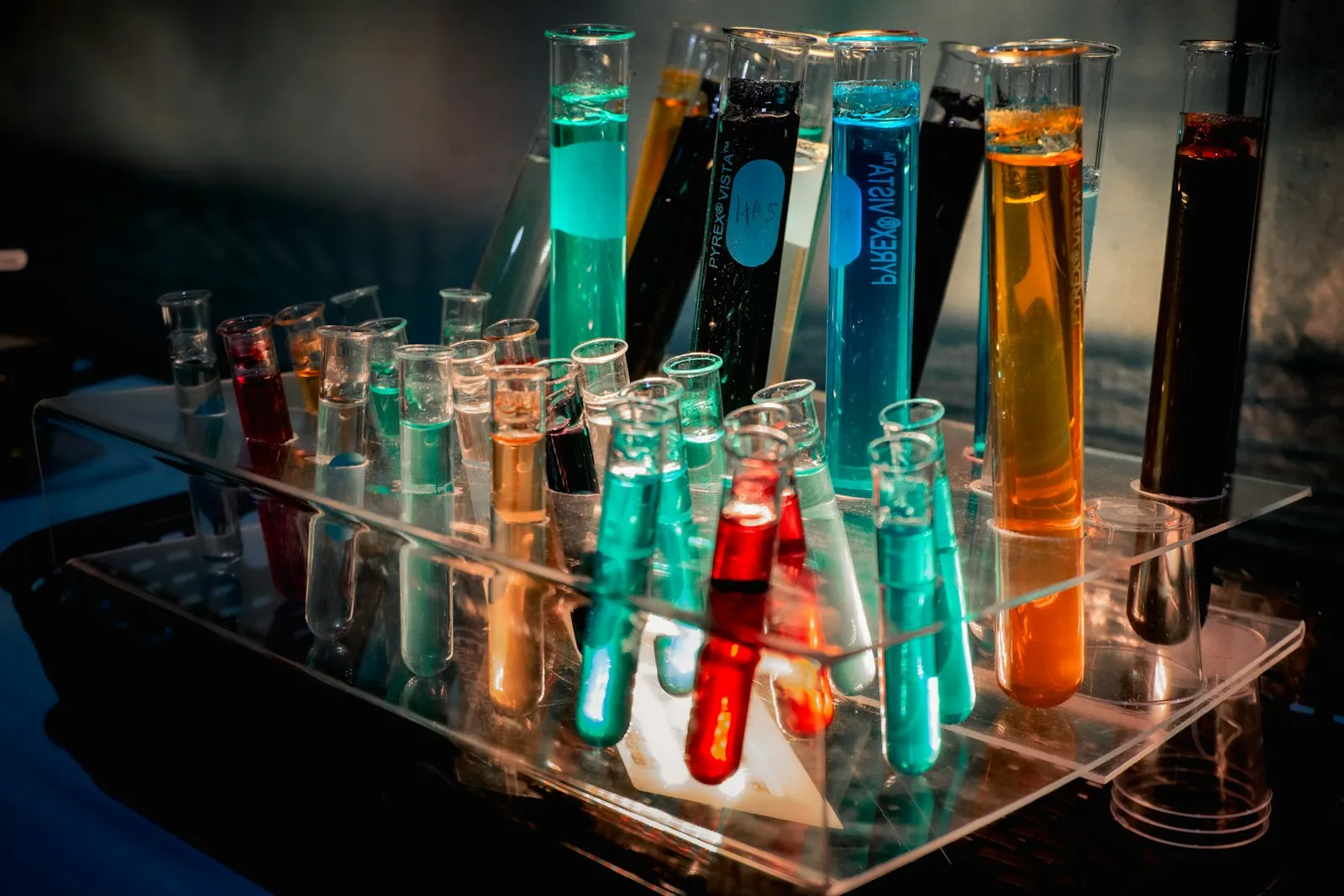 Test tubes in a laboratory practice session